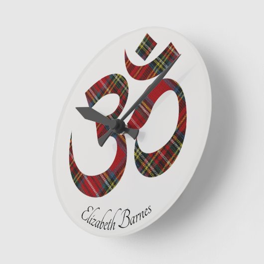 Naam, Plaid Tartan OM Symbool 8-in Ronde Klok (Hoek)