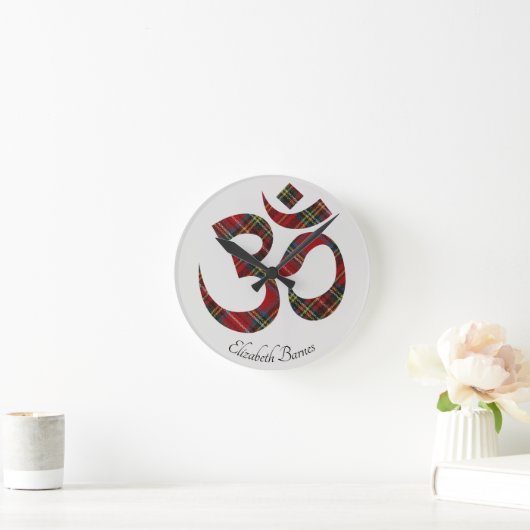 Naam, Plaid Tartan OM Symbool 8-in Ronde Klok (Huis)