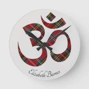 Naam, Plaid Tartan OM Symbool 8-in Ronde Klok