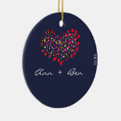 Naam Plus Rood Hart Datum Ornament (Rechts)