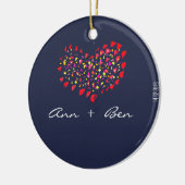 Naam Plus Rood Hart Datum Ornament (Links)