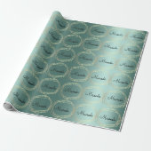 Naam Polygonale Blauwgroen Groene Champaigne Goude Cadeaupapier (Uitgerold)