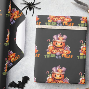 Naam Pompoen Oranje Paars Griezelig Halloween Snoe Cadeaupapier