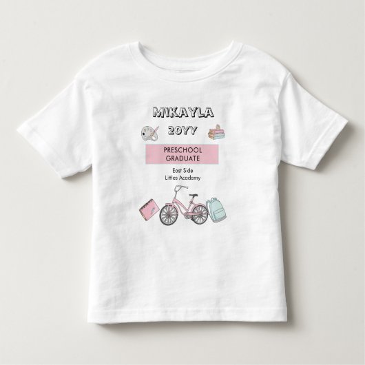 Naam Preschool Afstuderen | Jaar | School Kinder Shirts (Voorkant)