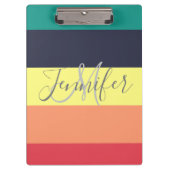 Naam primaire regenboogkleurblok Stripe Monogram Klembord (Voorkant)