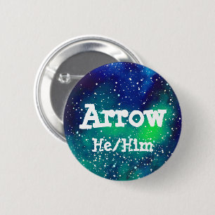 Naam ___ + Pronouns  Galaxy Ronde Button 5,7 Cm