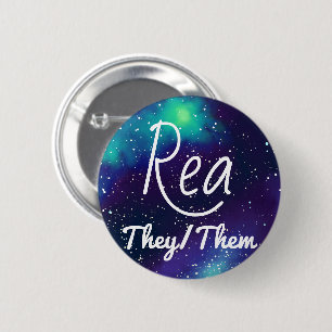 Naam ___ + Pronouns  Galaxy Ronde Button 5,7 Cm