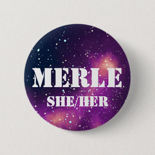 Naam ___ + Pronouns  Galaxy Ronde Button 5,7 Cm