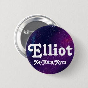 Naam ___ + Pronouns  Galaxy Ronde Button 5,7 Cm
