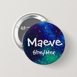 Naam ___ + Pronouns  Galaxy Ronde Button 5,7 Cm