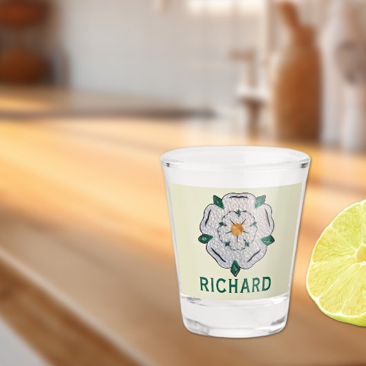 Naam, Quilled Yorkshire White Rose, Shot Glas