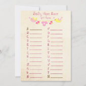 Naam Race Baby shower Game Kaarten (Voorkant)