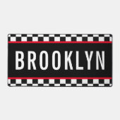 Naam Racing Rood Wit Zwart Checkerboard Patroon Bureaumat (Voorkant)