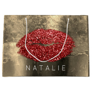 Naam Red Kiss Lips Gold Roos Makeup Grunge Groot Cadeauzakje