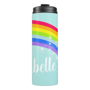 Naam regenboog sterren turquoise blauwe lucht thermosbeker