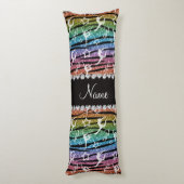 Naam regenboogymnastiek glitter zebra stripes lichaamskussen (Achterkant (Verticaal))