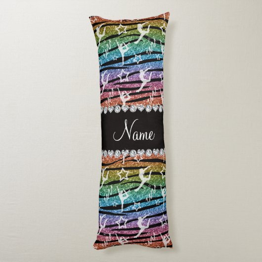 Naam regenboogymnastiek glitter zebra stripes lichaamskussen (Achterkant (Verticaal))