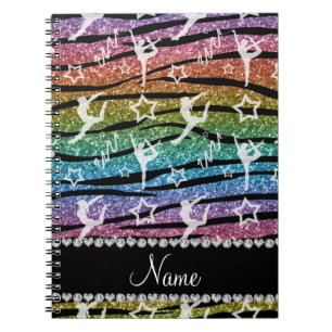 Naam regenboogymnastiek glitter zebra stripes notitieboek