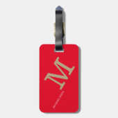 Naam reiziger Monogram Elegant Rood Bagagelabel (Achterkant verticaal)