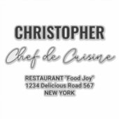 Naam Restaurant Chef de Cuisine toevoegen Sticker (Voorkant)