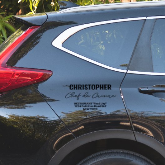 Naam Restaurant Chef de Cuisine toevoegen Sticker (Auto Zijkant)