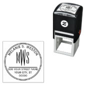 Naam Retouradres 3 Initiaal Monogram 2x Lijst Zelfinktende Stempel (In situ)