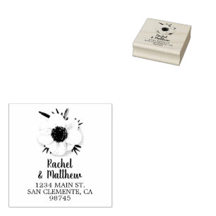 Naam Retouradres Floral Rubberstempel