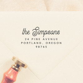 Naam Retro-script en eenvoudig retouradres Rubberstempel