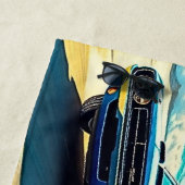 Naam, Rode & Blauwe Spier Auto's op Sandy Surf Sho Strandlaken (In situ)