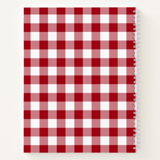 Naam rode en witte Gingham Gingham Gecontroleerde Notitieboek (Achterkant)