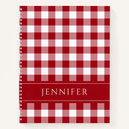 Naam rode en witte Gingham Gingham Gecontroleerde Notitieboek (Voorkant)