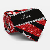Naam rode gymnastiek glitter zebra stripes stropdas (Opgerold)