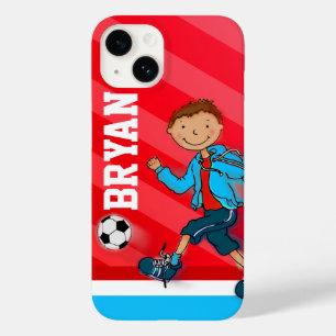 Naam rode sport voetbaljongen Case-Mate iPhone 14 hoesje