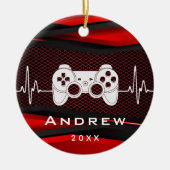 Naam Rode video gamer controller gamer Keramisch Ornament (Voorkant)