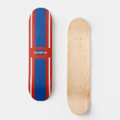 Naam rode witte blauwe strepen skateboard (Voorkant)