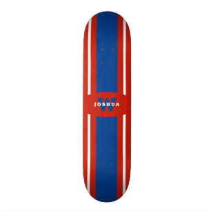 Naam rode witte blauwe strepen skateboard