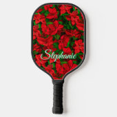 Naam rood poinsettia ventilator legant script pickleball paddle (Achterkant)