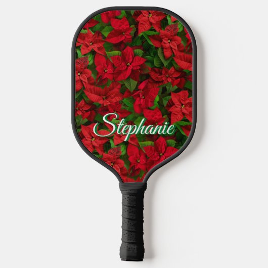 Naam rood poinsettia ventilator legant script pickleball paddle (Achterkant)