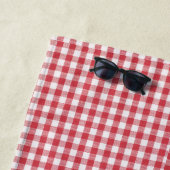 Naam, Rood & Wit Buffalo Check, Blauw Denim Pool - Strandlaken (In situ)