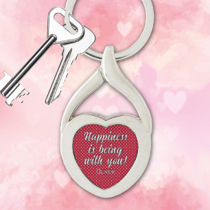 Naam, Rood & Witte Valentijn Twisted Heart Metal Sleutelhanger
