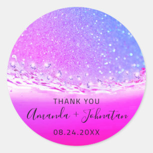 Naam Roos: Datum park ombre Waves Fuchsia Ronde Sticker