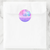 Naam Roos: Datum Vonk Blauwe Oceaan Waves Roze Ronde Sticker (Tas)