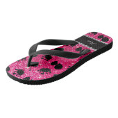 Naam roos roze glitter crowns balloncake teenslippers (Schuin)