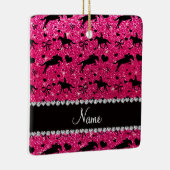 Naam roos roze glitter equestrian harten bogen keramisch ornament (Rechts)