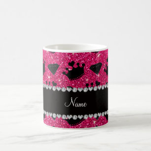 Naam roos roze glitter princess crowns diamanten koffiemok