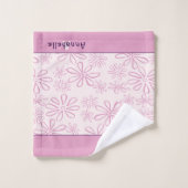 Naam & Roze & Blush Bloemen Doodle Patroon Bad Handdoek (Wasdoekje)