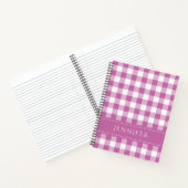 Naam Roze & Witte Gingham Geruite Patroon Notitieb Notitieboek (Binnen)