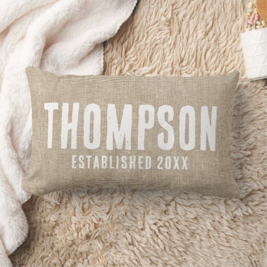 Naam Rustic Burlap (vaste datum) Kussen (Deken)