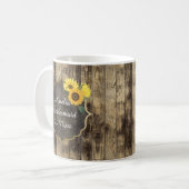 naam Rustic Wedding Bridesmaid sunflower Koffiemok (Voorkant links)