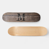 Naam Rustic Wood Pattern Monogram Skateboard (Horizontaal)